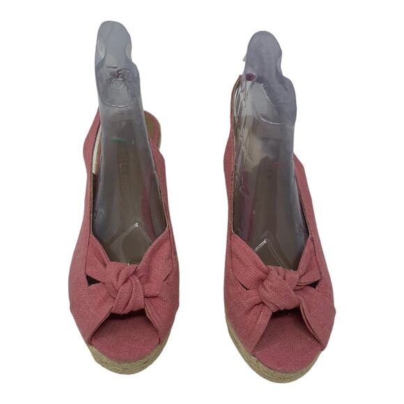 Talbots pink canvas wedge peep toes slingback sandals size 8.5 - Picture 7 of 9